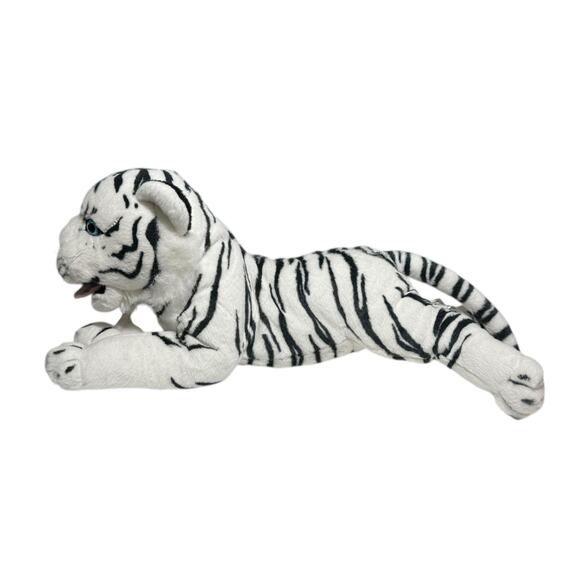 Fiesta Laying White Tiger Stuffed Animal Plush 18.5" Realistic Bengal Blue Eyes - Picture 4 of 10